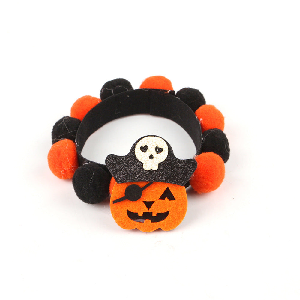 Halloween Pet Fur Ball Collar Pumpkin Accessories - Shopmerge.site