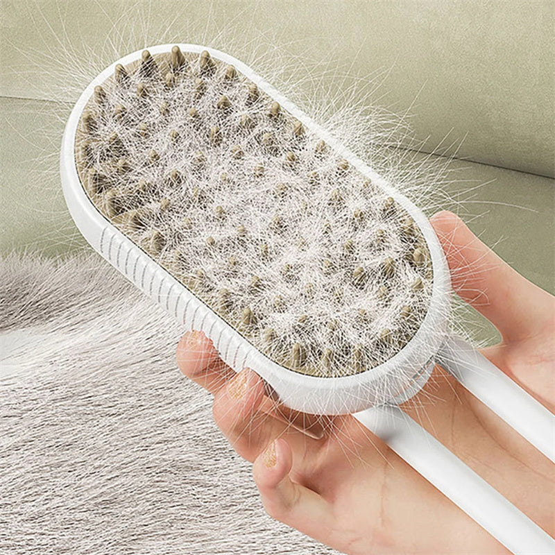 3-in-1 Pet SteamBrush- Electric Cat& Dog Grooming, spray & massage Comb